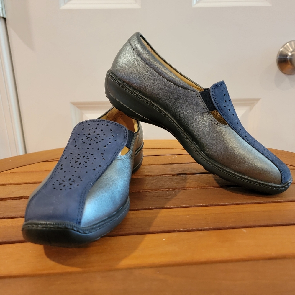 Hotter Comfort Concept Calypso Navy Leather Slip On Comfort Shoes Size 8 LNC